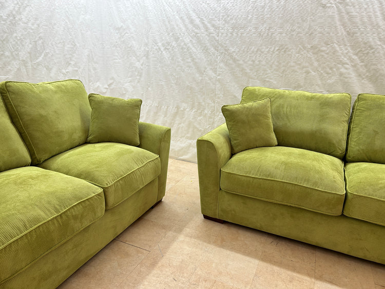 Ex-Display Fantasy Apple Green 3 + 2 Seater Fabric Sofas | EXAPP