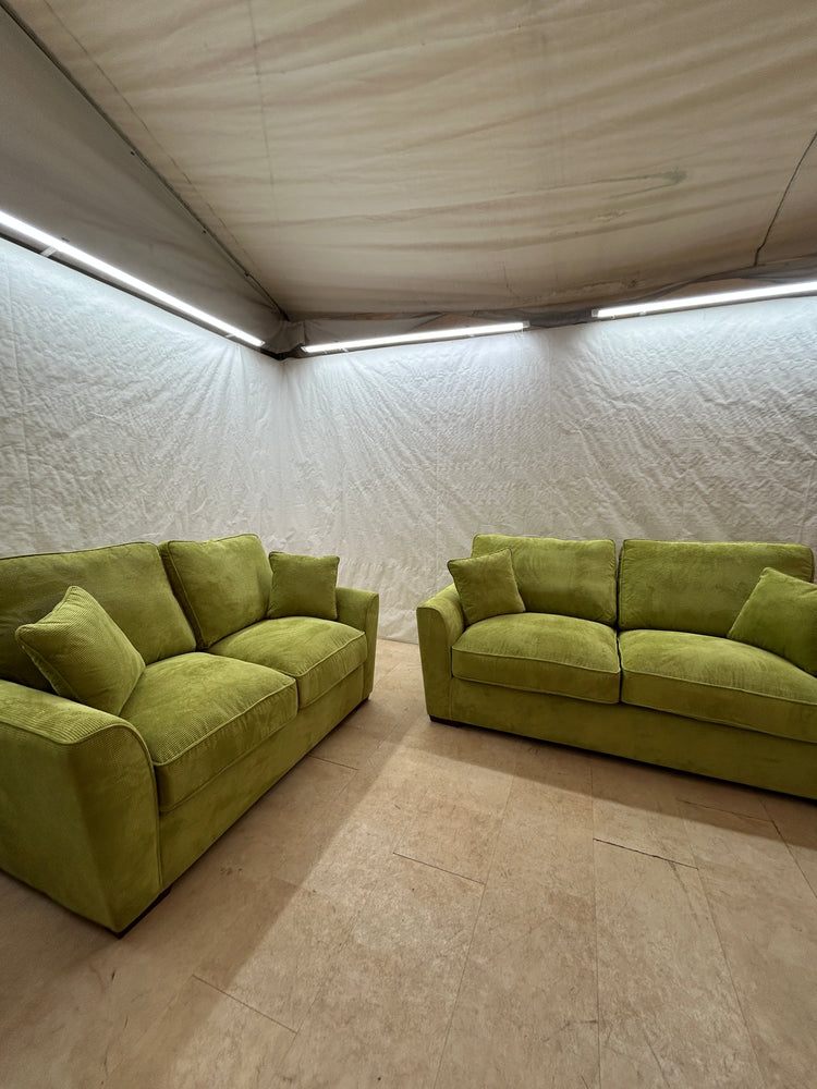 Ex-Display Fantasy Apple Green 3 + 2 Seater Fabric Sofas | EXAPP
