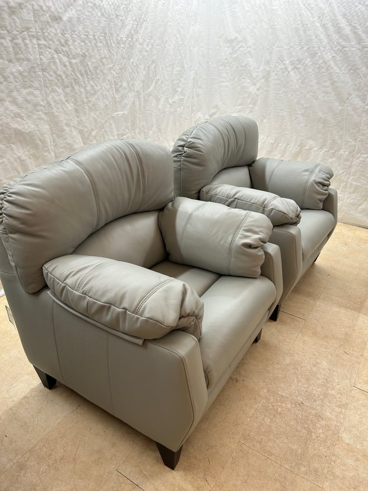 Ex-Display Austin Grey Leather 3 Seater + 2 Chairs Sofa Set | EXAUS