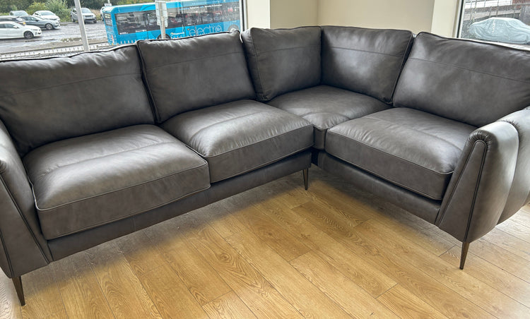 Ex-Display Harlow Grey Leather Large Corner Sofa