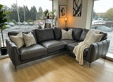Ex-Display Harlow Graphite leather Large Corner chaise