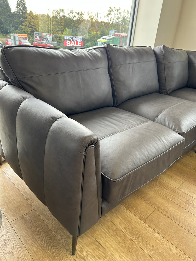 Ex-Display Harlow Grey Leather Large Corner Sofa