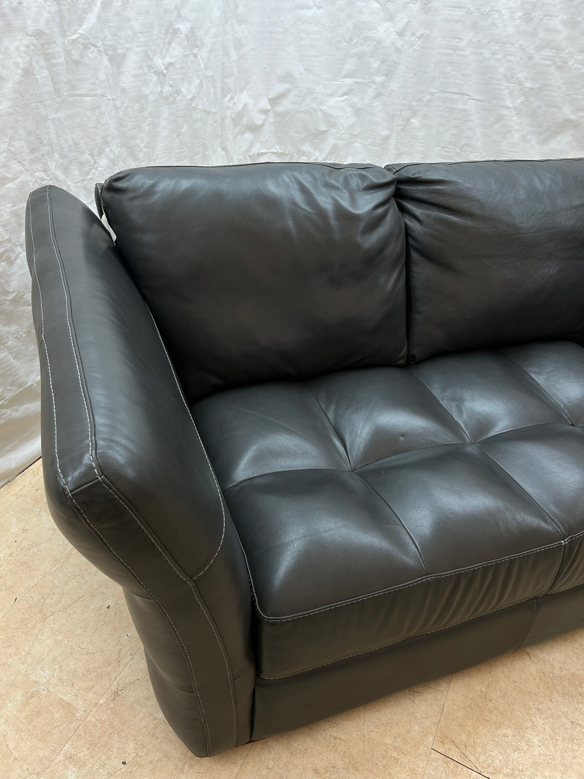 Ex-Display Gordon Dark Grey Leather 2 Seater Sofa