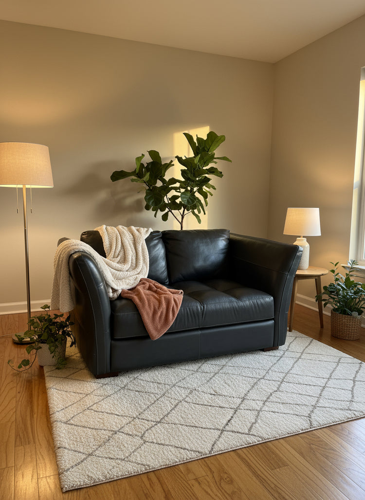 Gordon Ex-Display Deep Grey Leather 2 Seater Sofa | EX088