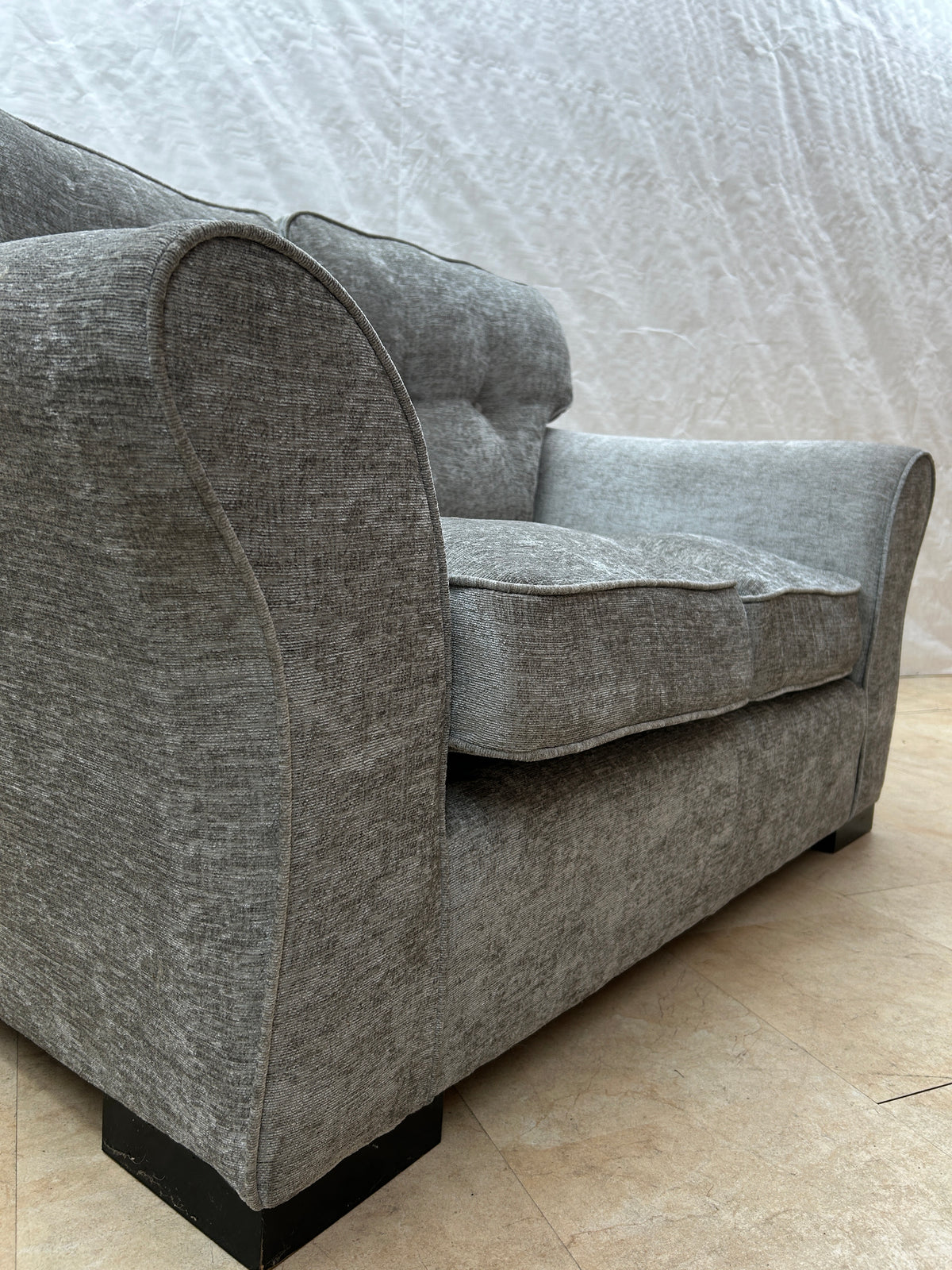 Ex-Display Ken Grey Shimmer Fabric 2 Seater Sofa