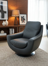 Ex-Display Noto Dark Grey Leather Swivel Chair