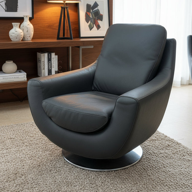 Ex-Display Noto Dark Grey Leather Swivel Chair