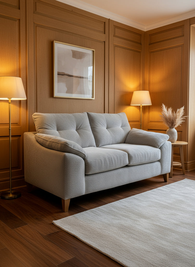 Ex-Display Elsie Pale Grey Fabric 2 Seater Sofa