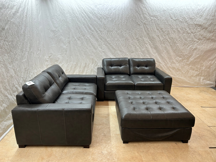 Ex-Display Alaska Black Leather 2+2 Seater Sofa Set