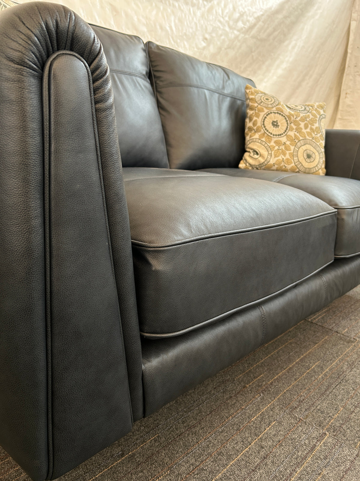 Ex-Display Harlow Navy Leather 2 Seater Sofa