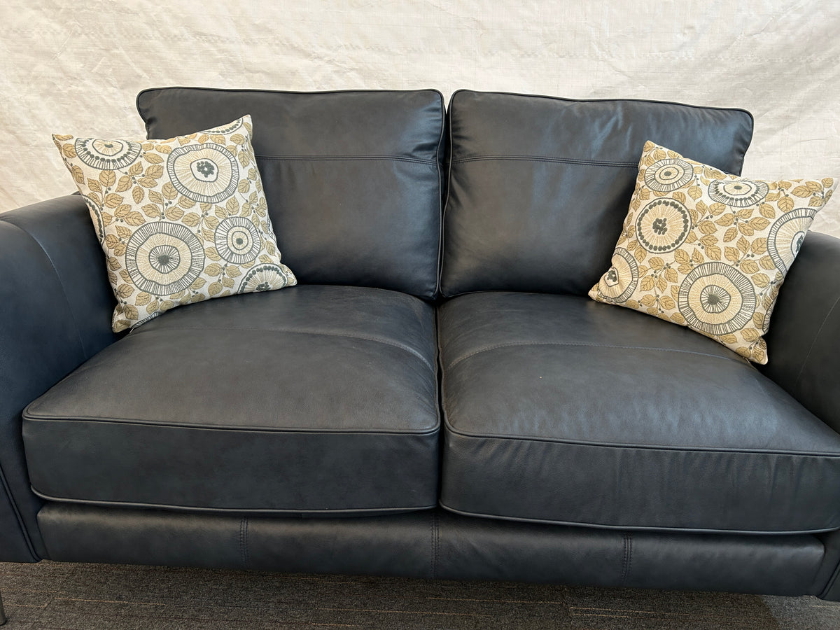 Ex-Display Harlow Navy Leather 2 Seater Sofa