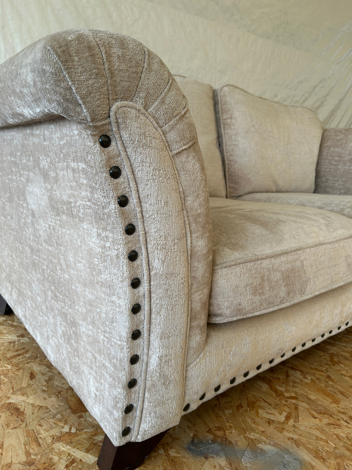 Ex-Display Flair Neutral Fabric 2 Seater Sofa with Studs