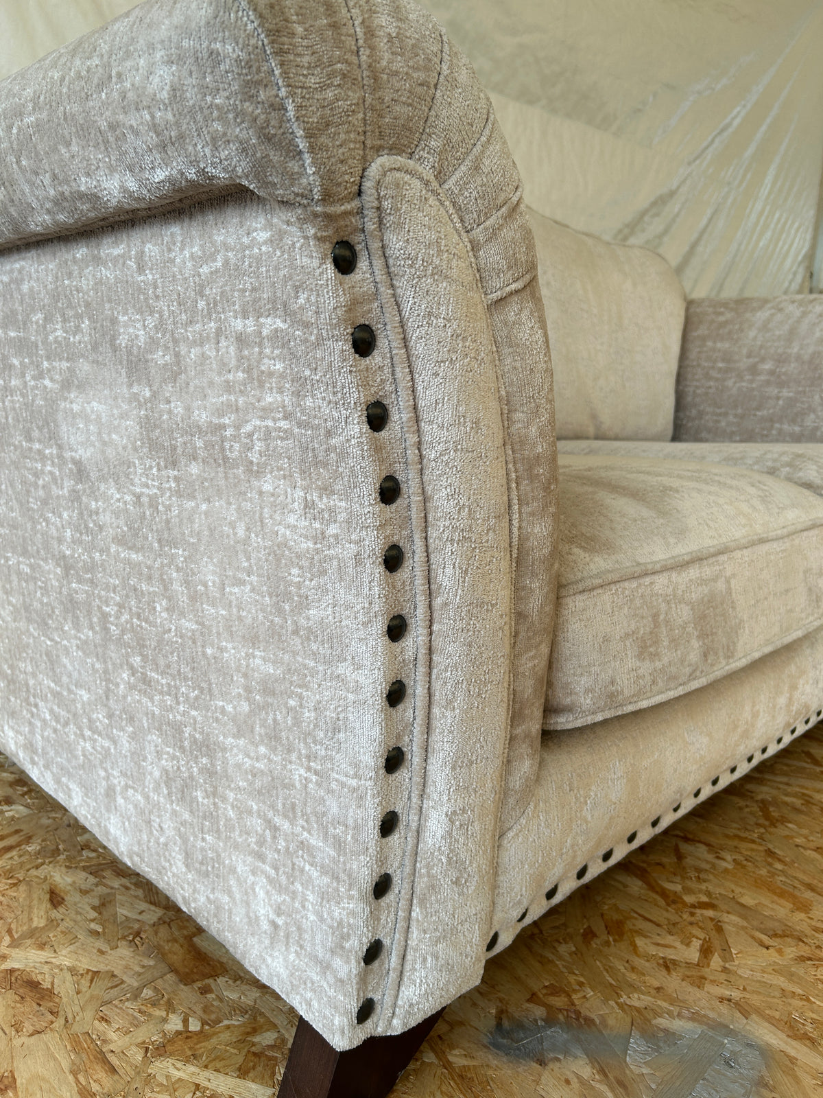 Ex-Display Flair Neutral Fabric 2 Seater Sofa with Studs