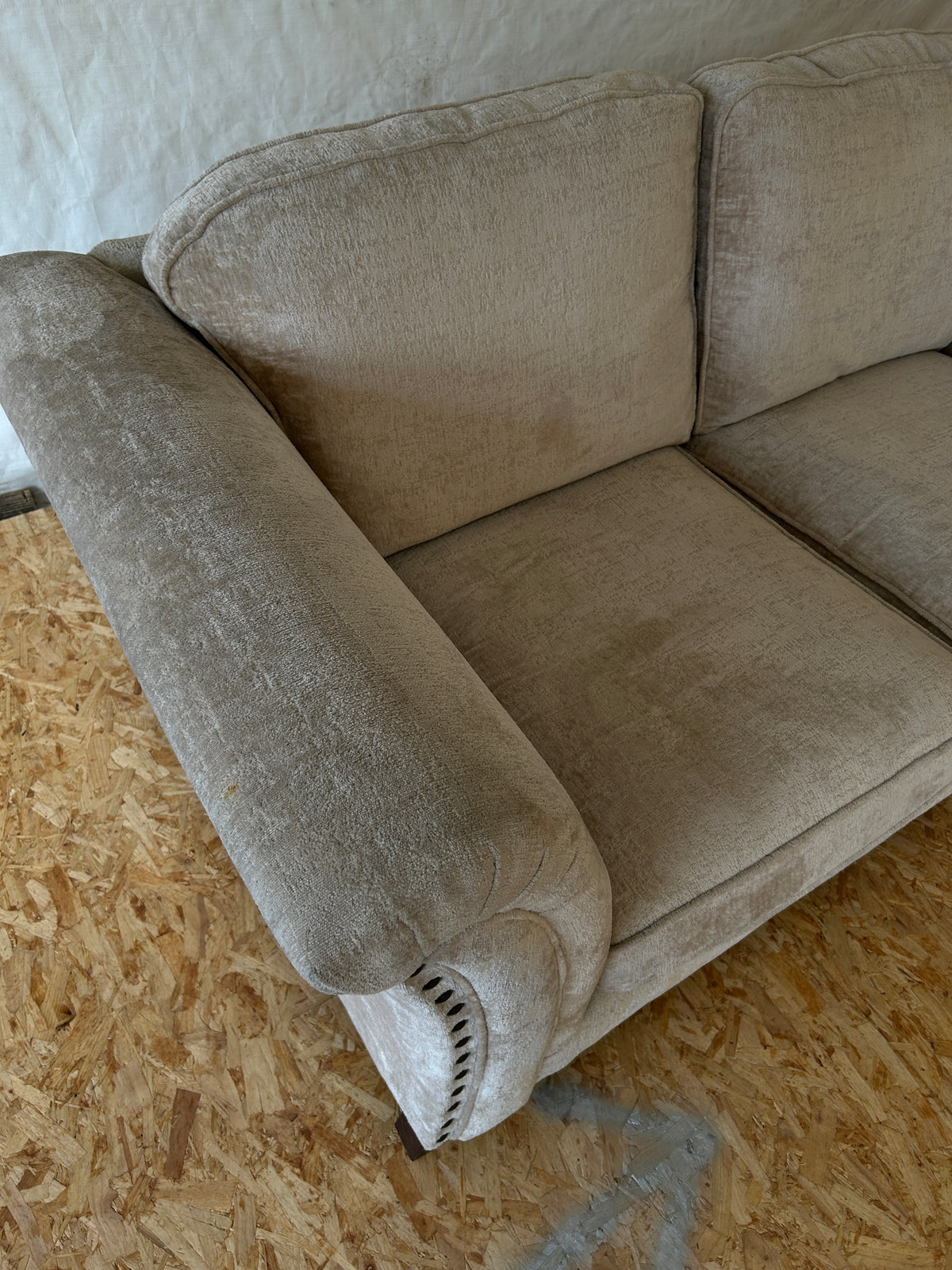 Ex-Display Flair Neutral Fabric 2 Seater Sofa with Studs