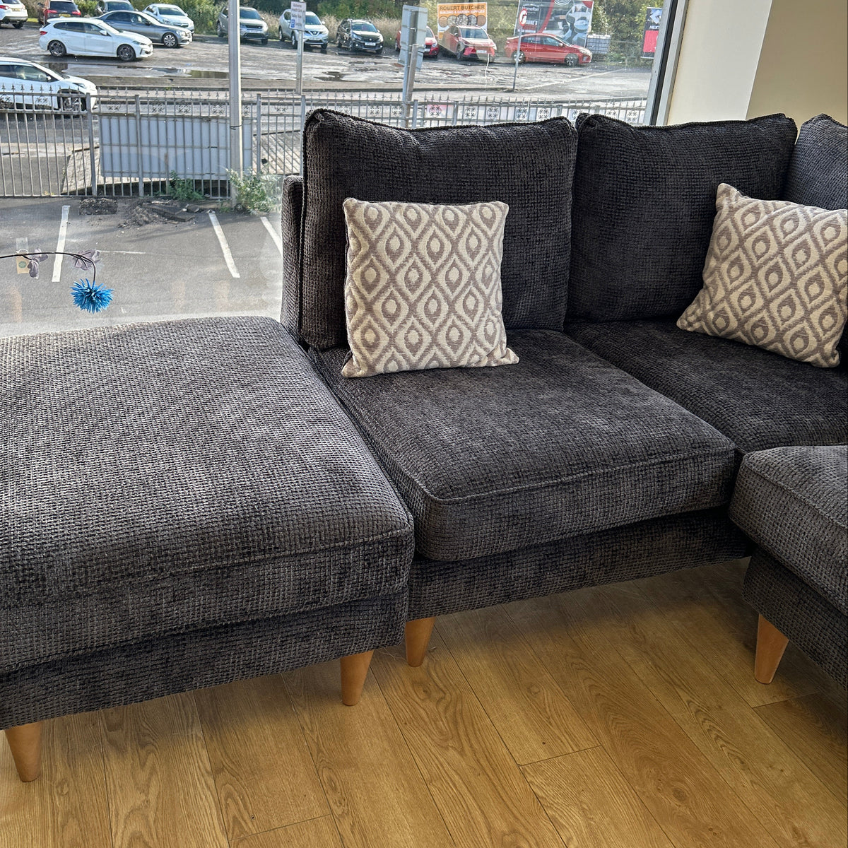 Ex-Display Perth Dark Fabric Corner Sofa Set