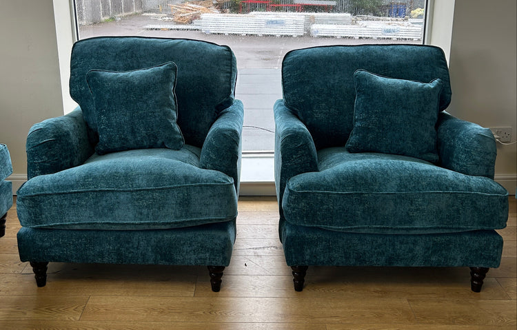 Ex-Display Mahid Teal Fabric 3 Seater Sofa + 2 Chairs
