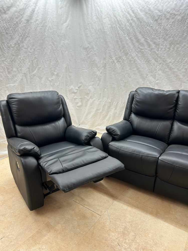 Ex-Display Palermo Static 3 Seater + Manual Recliner Leather Chair