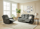 Ex-Display Boston Grey Fabric 3 + 2 Manual Recliner Sofa Set