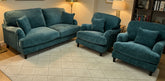 Ex-Display Mahid Teal Fabric 3 Seater Sofa + 2 Chairs