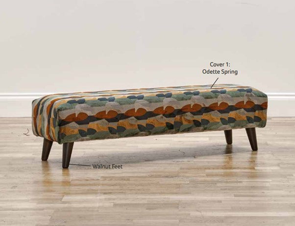 James Long Bench Footstool in Patterned Fabric | Buoyant Upholstery
