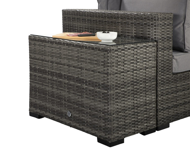 Jessica Grey Rattan Modular Garden Corner Sofa with End Tables & Footstool | Signature Weave