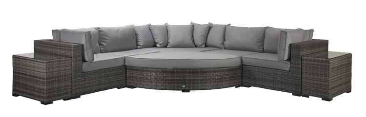 Jessica Grey Rattan Modular Garden Corner Sofa with End Tables & Footstool | Signature Weave