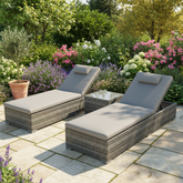 Jessica Grey Rattan Pair of Sunloungers | Jess0407