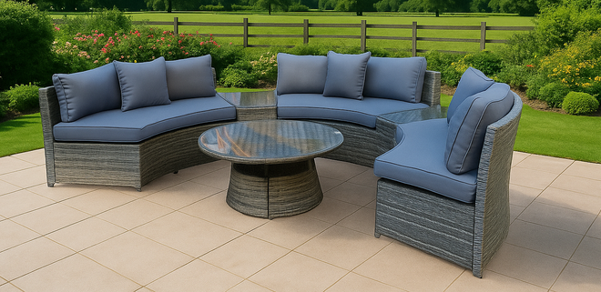 Juliet Rattan Half Moon Corner Sofa Set | EXJUL