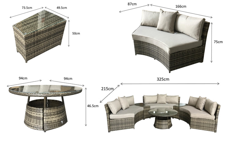 Juliet Rattan Half Moon Corner Sofa Set | EXJUL