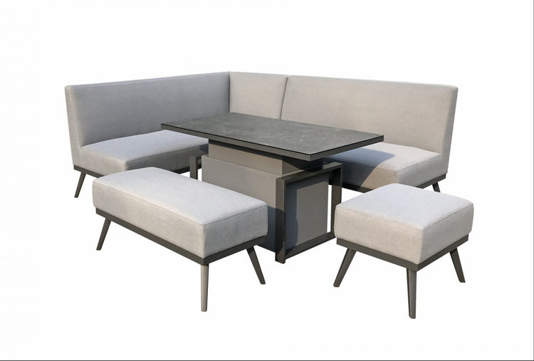 Signature Weave - Aluminium Sofa Set with Gas Lift Table in Grey | Kimm0362