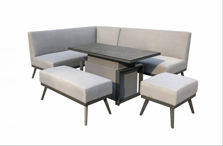Signature Weave - Aluminium Sofa Set with Gas Lift Table in Grey | Kimm0362