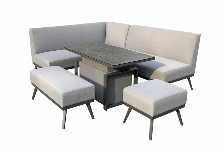 Signature Weave - Aluminium Sofa Set with Gas Lift Table in Grey | Kimm0362