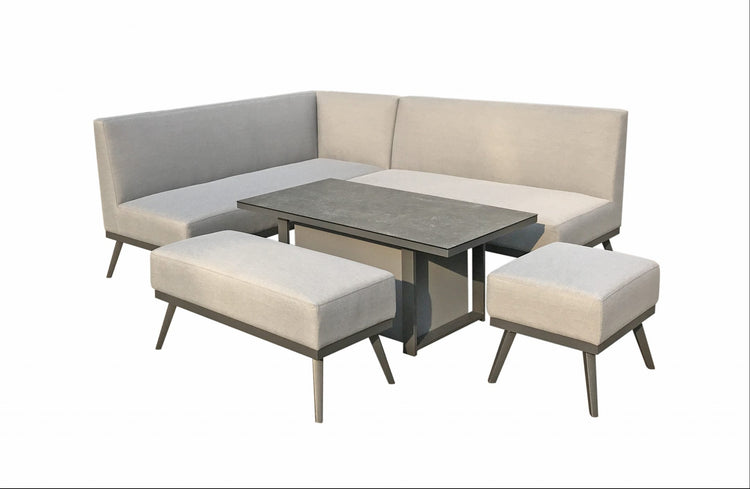 Signature Weave - Aluminium Sofa Set with Gas Lift Table in Grey | Kimm0362