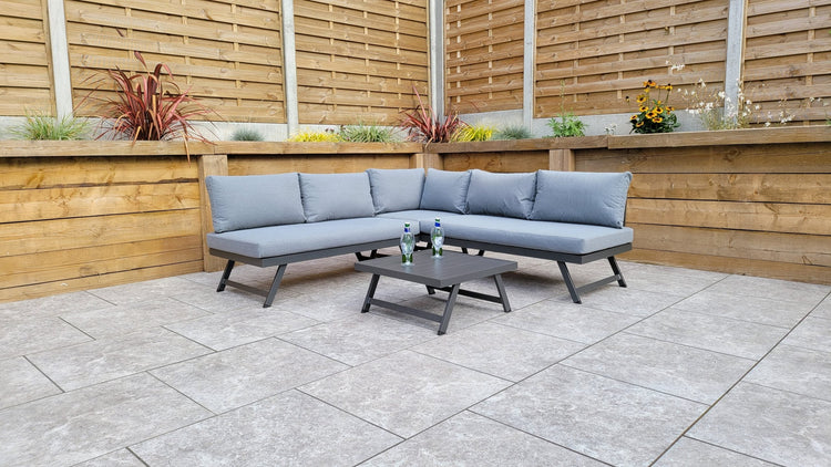 Kimmie Rattan Garden Corner Sofa with Lift-Up Headrest & Coffee Table | Signature Weave