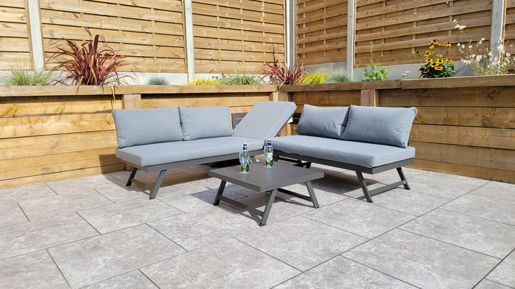 Kimmie Rattan Garden Corner Sofa with Lift-Up Headrest & Coffee Table | Signature Weave