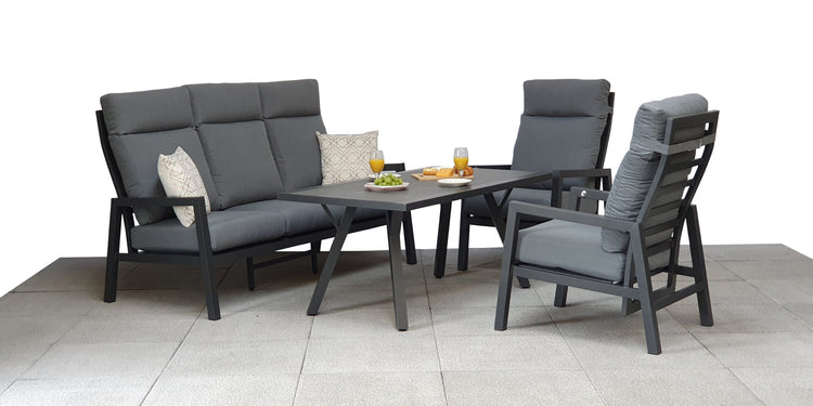 Signature Weave - Aluminium 3 Seater Sofa with 2 Reclining Chairs | Kimm0370