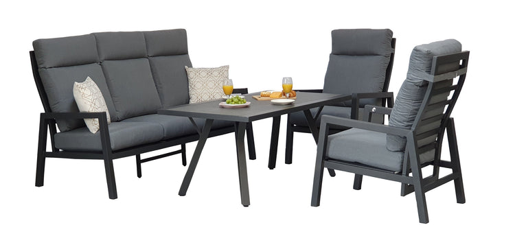 Signature Weave - Aluminium 3 Seater Sofa with 2 Reclining Chairs | Kimm0370