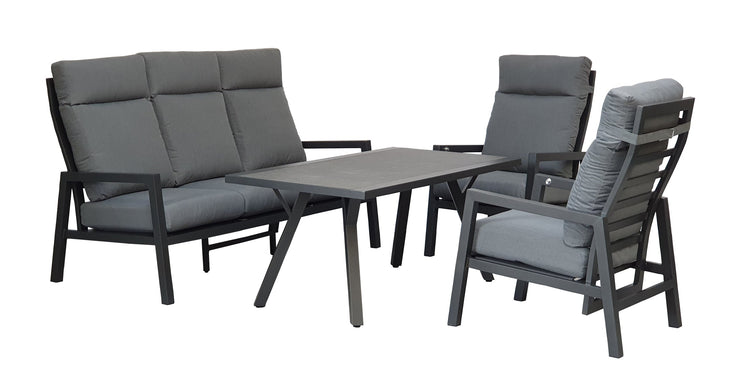 Signature Weave - Aluminium 3 Seater Sofa with 2 Reclining Chairs | Kimm0370