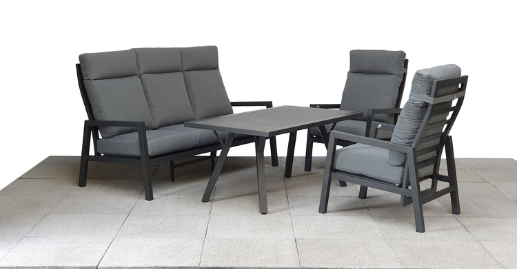 Signature Weave - Aluminium 3 Seater Sofa with 2 Reclining Chairs | Kimm0370