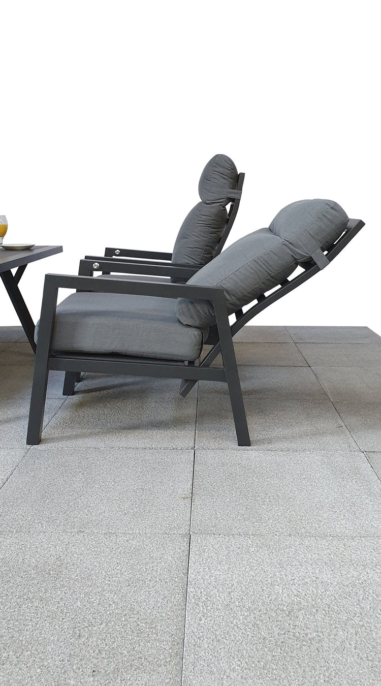 Signature Weave - Aluminium 3 Seater Sofa with 2 Reclining Chairs | Kimm0370
