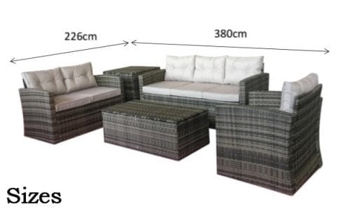 Holly Brown Rattan High Back 5 Piece Garden Sofa Set with Cushion Box | Signature Weave