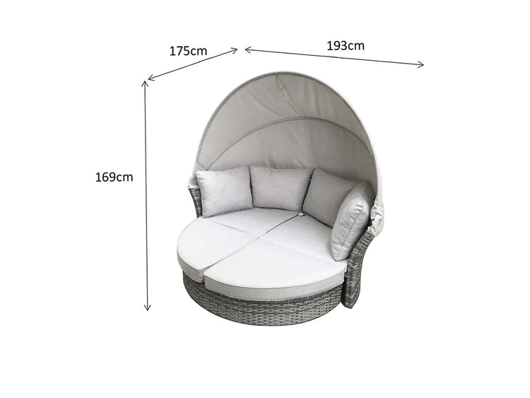 Lily Grey Rattan Modular Garden Daybed with Adjustable Canopy | Signature Weave