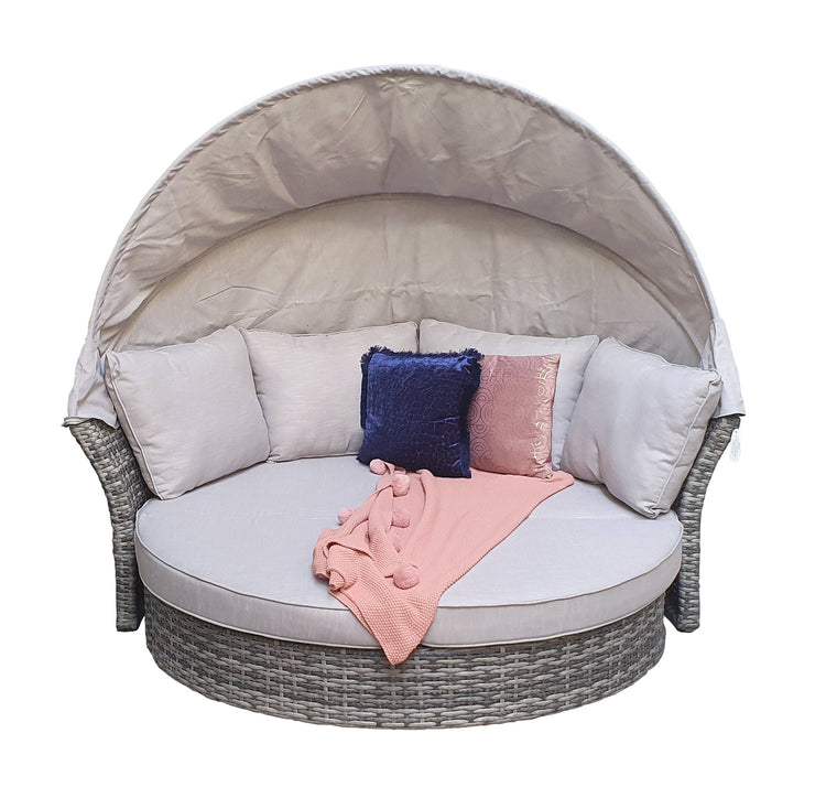 Lily Grey Rattan Modular Garden Daybed with Adjustable Canopy | Signature Weave