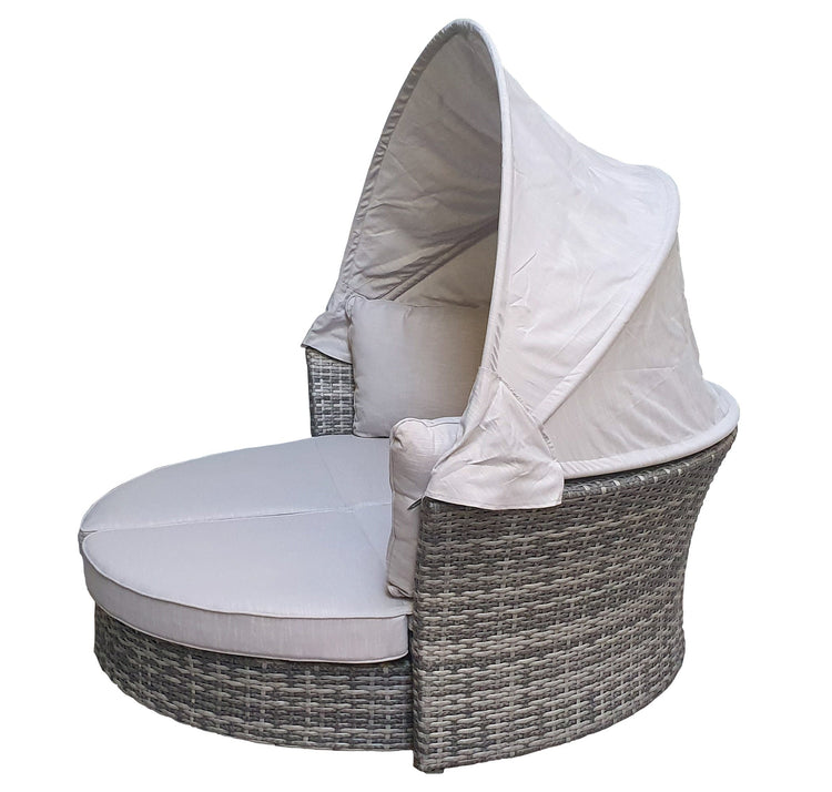 Lily Grey Rattan Modular Garden Daybed with Adjustable Canopy | Signature Weave