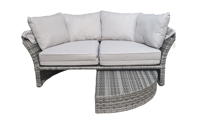 Lily Grey Rattan Modular Garden Daybed with Adjustable Canopy | Signature Weave