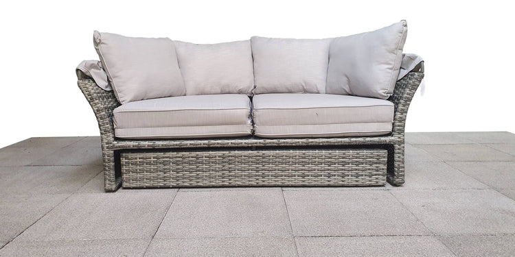 Lily Grey Rattan Modular Garden Daybed with Adjustable Canopy | Signature Weave