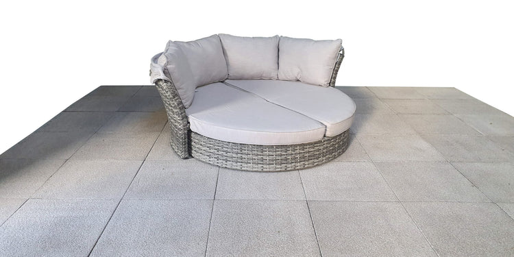 Lily Grey Rattan Modular Garden Daybed with Adjustable Canopy | Signature Weave