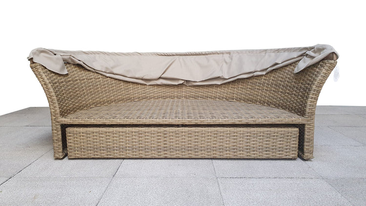 Lily Natural Rattan Modular Garden Daybed with Adjustable Sunroof Canopy | Signature Weave