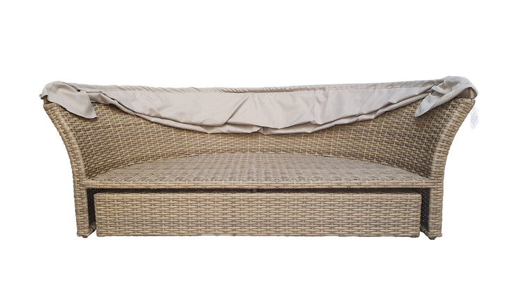 Lily Natural Rattan Modular Garden Daybed with Adjustable Sunroof Canopy | Signature Weave