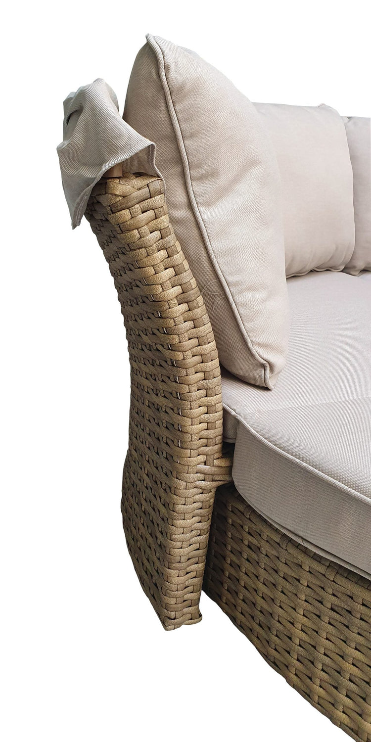 Lily Natural Rattan Modular Garden Daybed with Adjustable Sunroof Canopy | Signature Weave